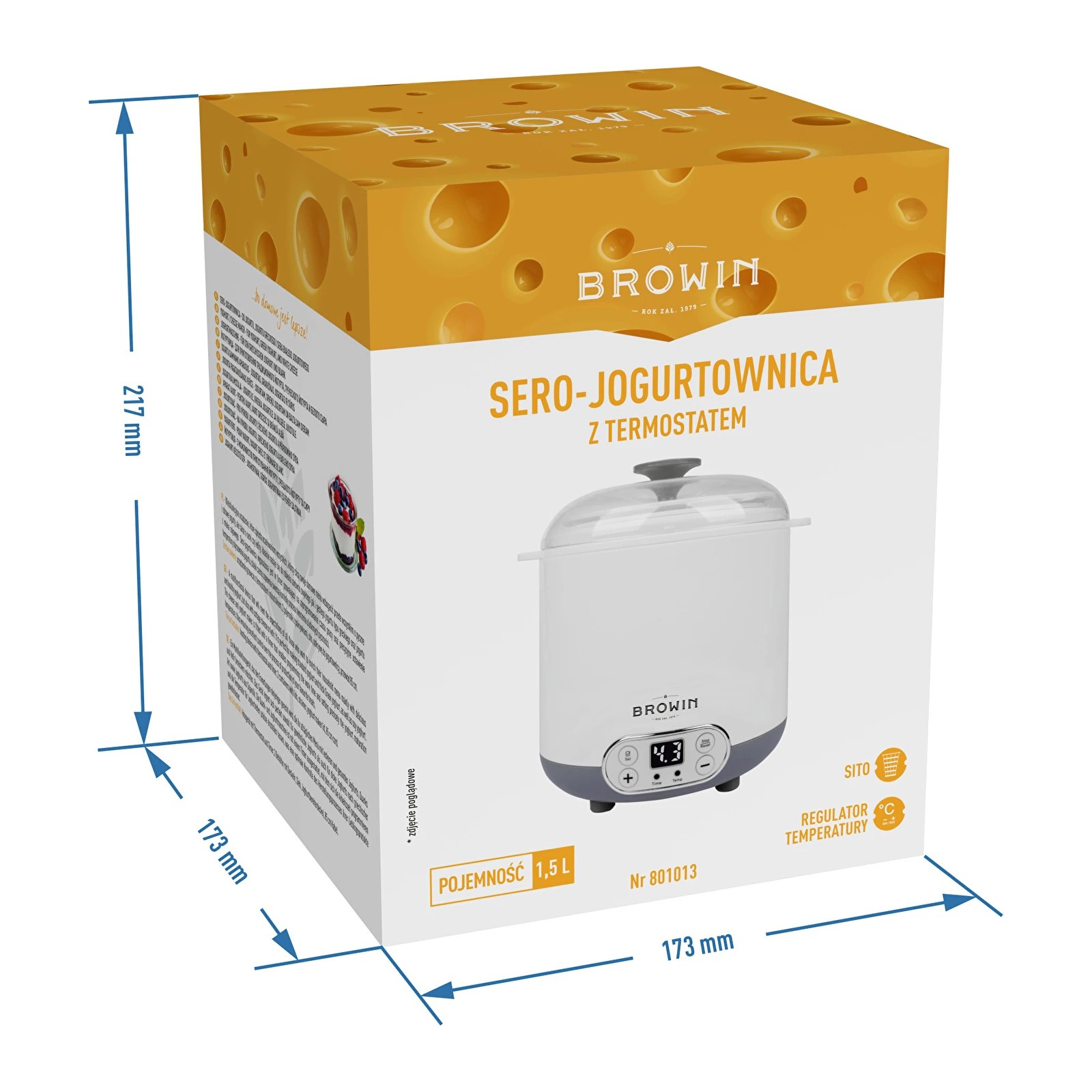 Jogurta pagatavošanas ierīce ar termostatu 1,5 l
