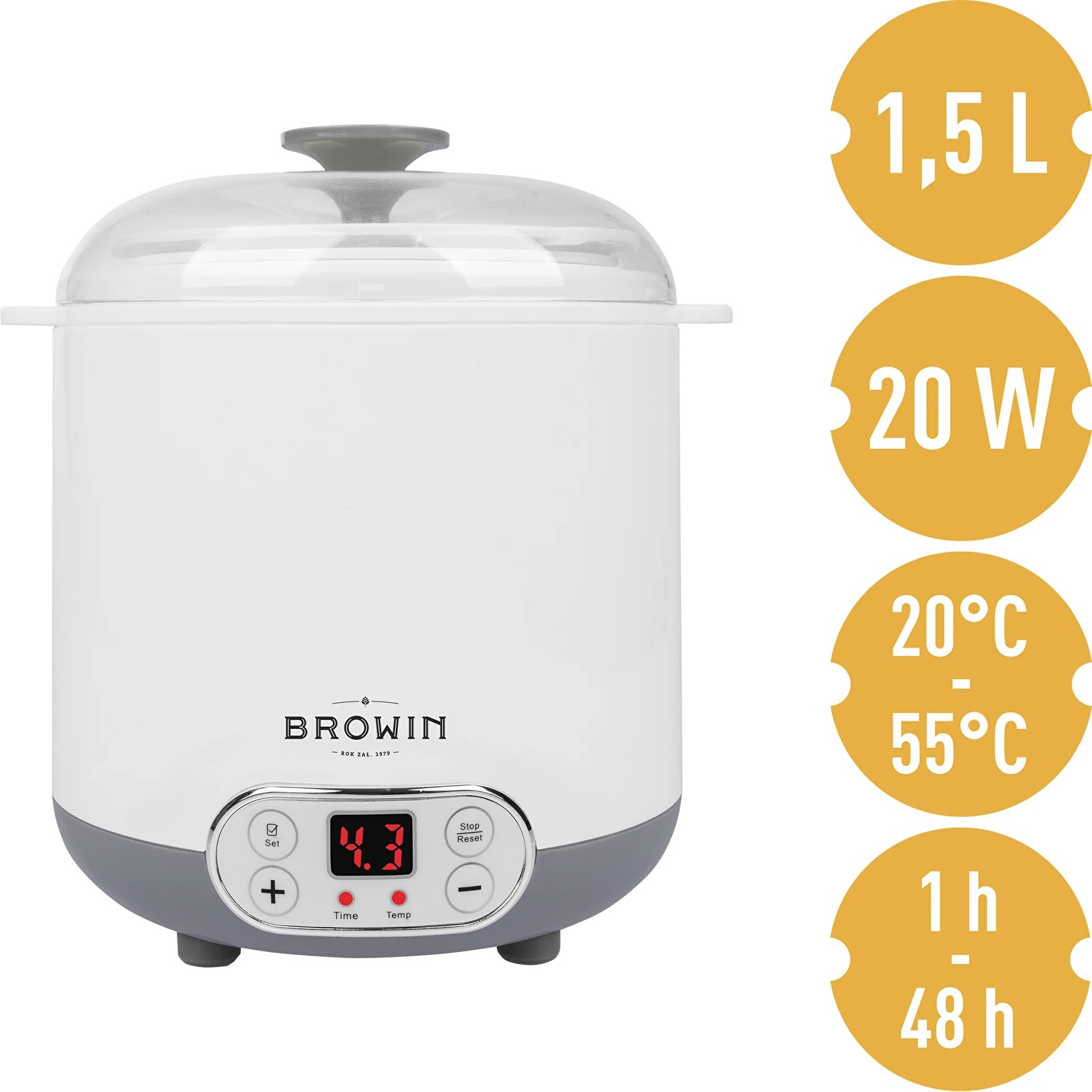 Jogurta pagatavošanas ierīce ar termostatu 1,5 l