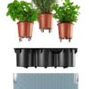 Dekoratīvais puķu pods ar apūdeņošanas sistēmu Cobble trio 40 x 14 cm, antracīta krāsā
