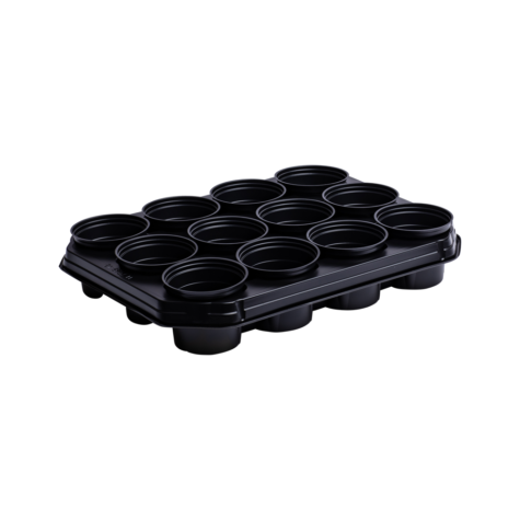 Apaļš pods 8cm melns 12 gab + pamatne