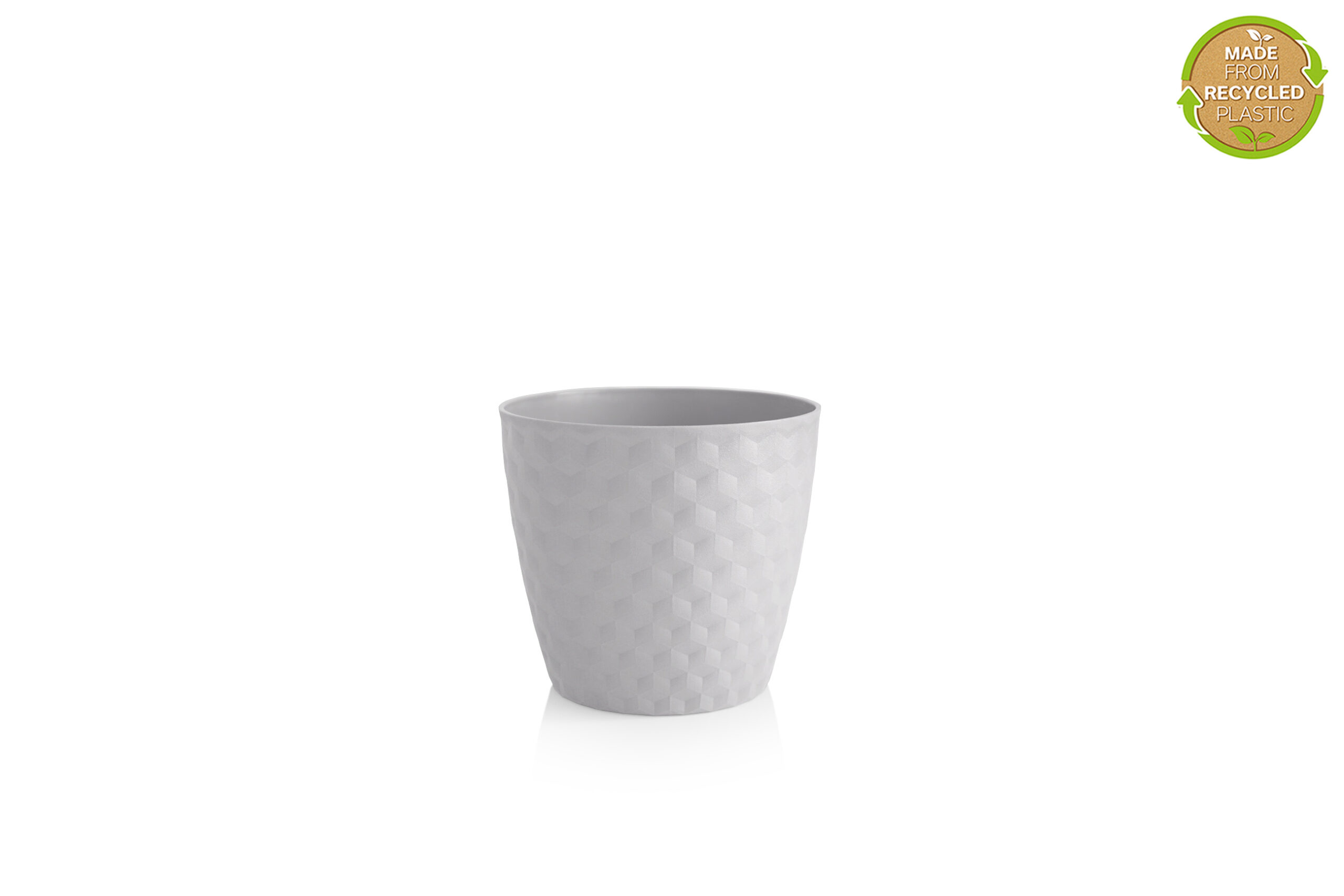 Apaļais plastmasas pods Ruby 19 cm balts matēts