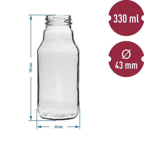 Stikla pudele sulai 330 ml ar vāciņu TO43