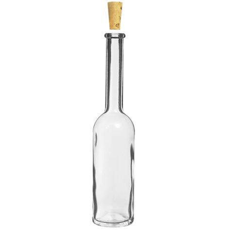Stikla pudele 100ml ar vāciņu. Komplektā 6 pudeles + korķi.