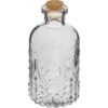 Stikla pudele 240ml ar vāciņu, ar dekoriem. Komplektā 4 pudeles + korķi.