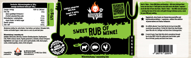 Rock'n'Rubs Sausais garšvielu maisījums grilēšanai "Sweet Rub Of Mine"