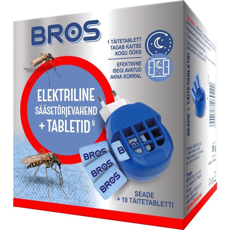 Elektriskais odu atbaidītājs + 10 uzpildes plātnes BROS