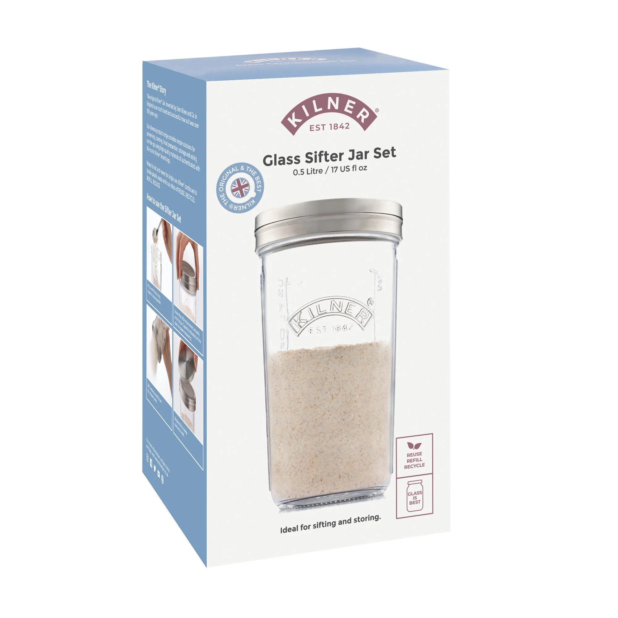 Kilner komplekts sausām sastāvdaļām ar sietiņu