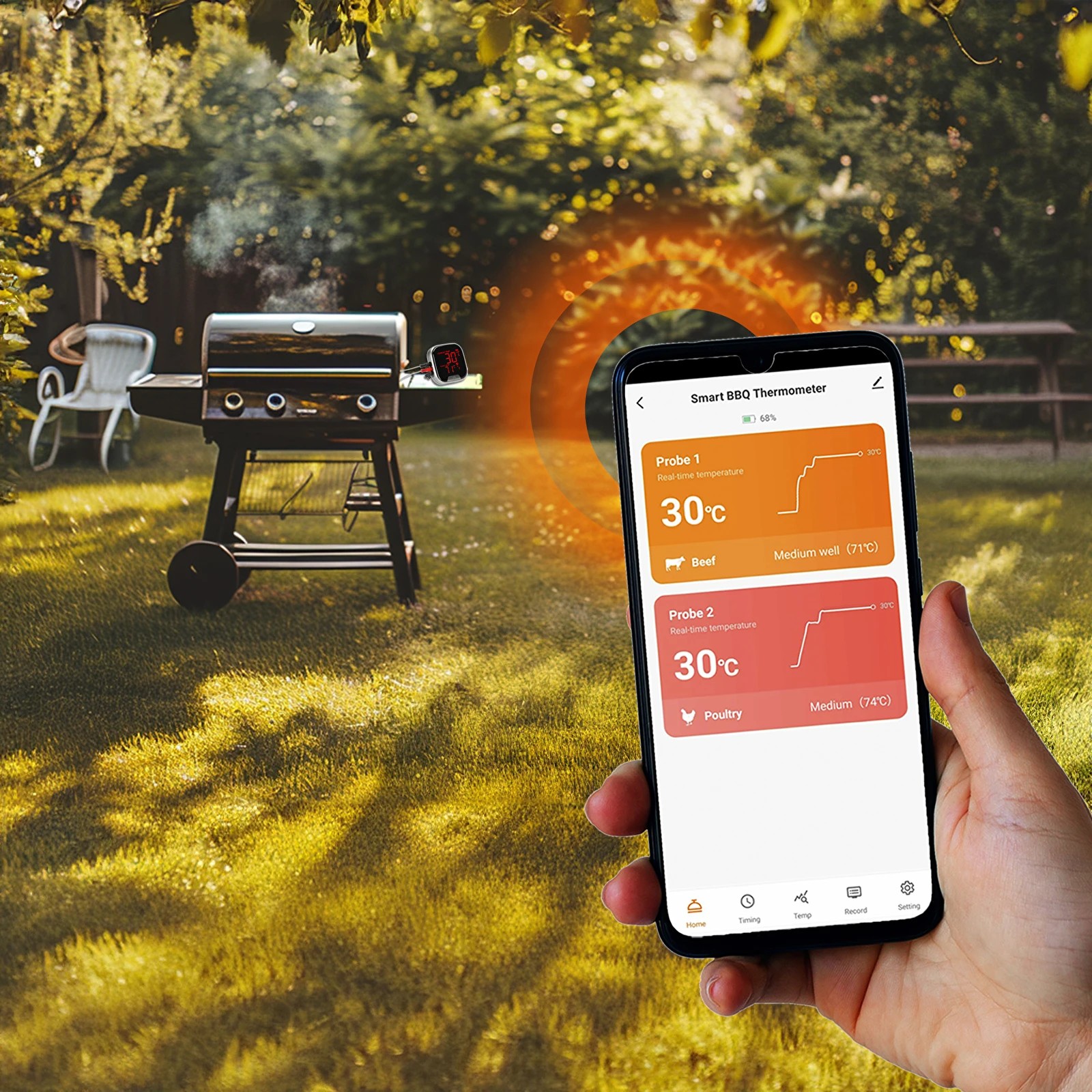 Elektronisks pārtikas termometrs ar Bluetooth un 2 zondēm -20°/+250°C
