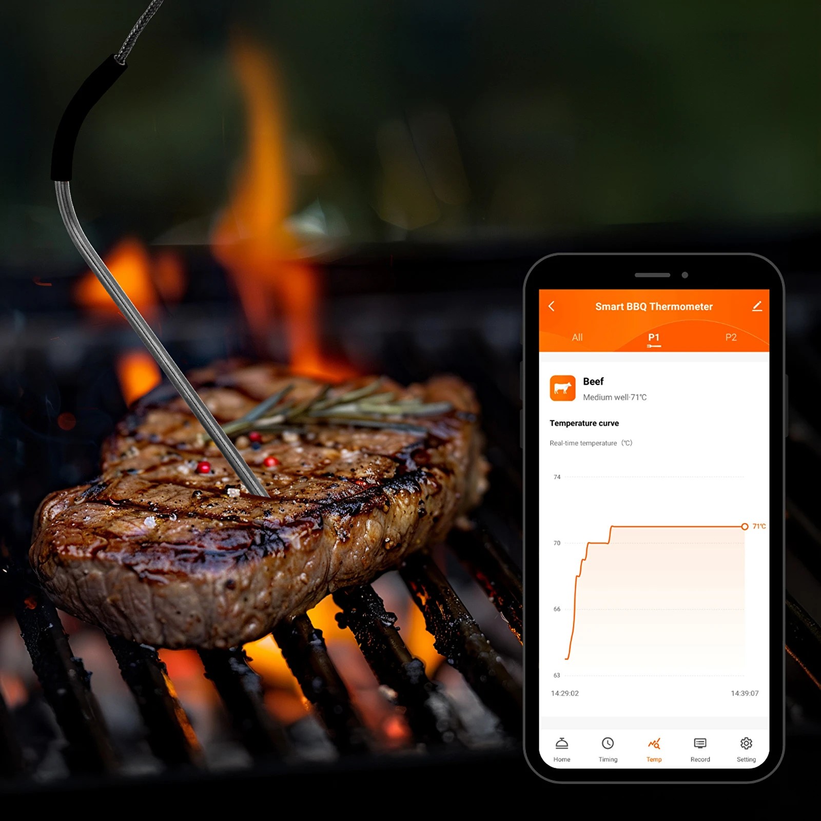 Elektronisks pārtikas termometrs ar Bluetooth un 2 zondēm -20°/+250°C