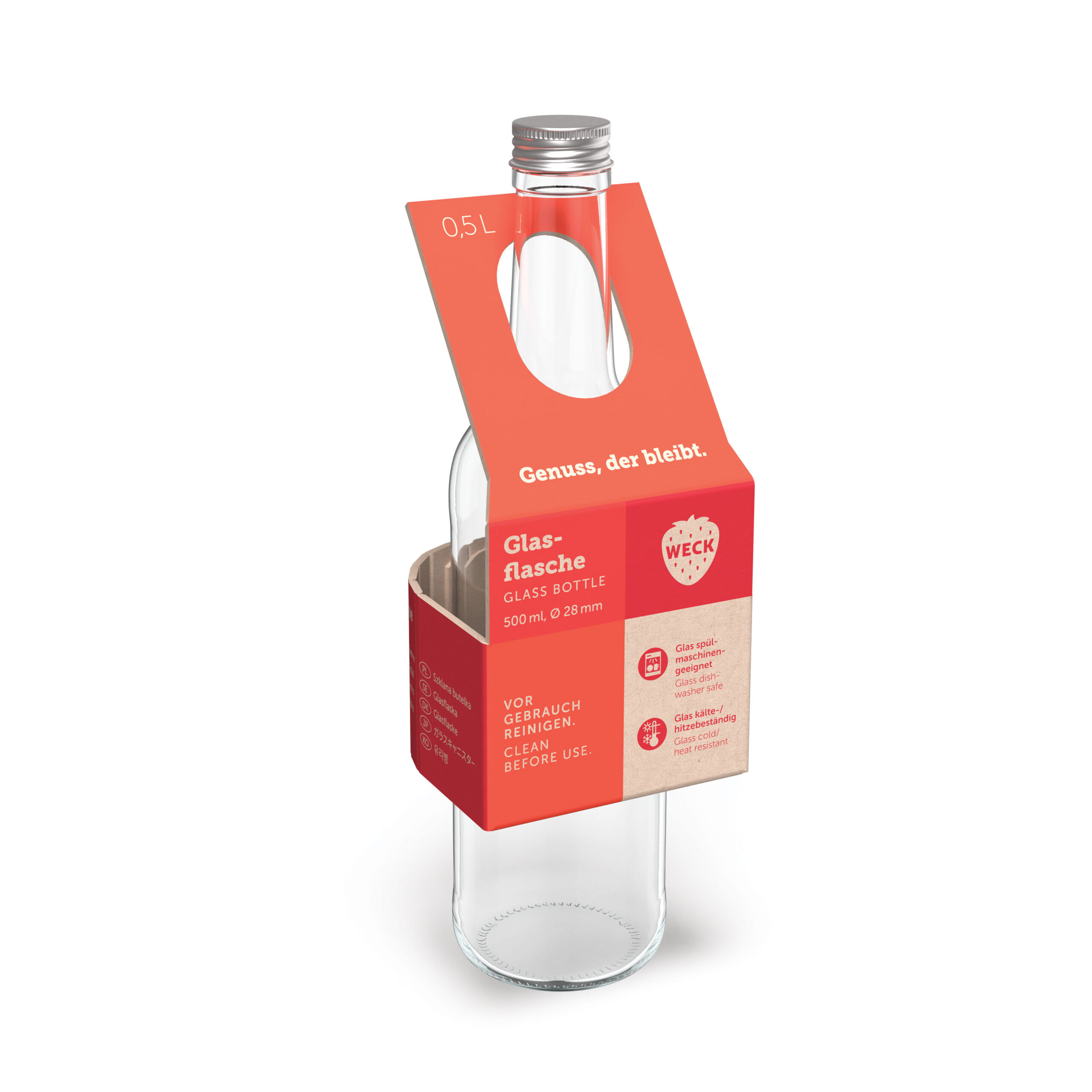 WECK Stikla pudele 500 ml ar skrūvējamu vāciņu 28 mm