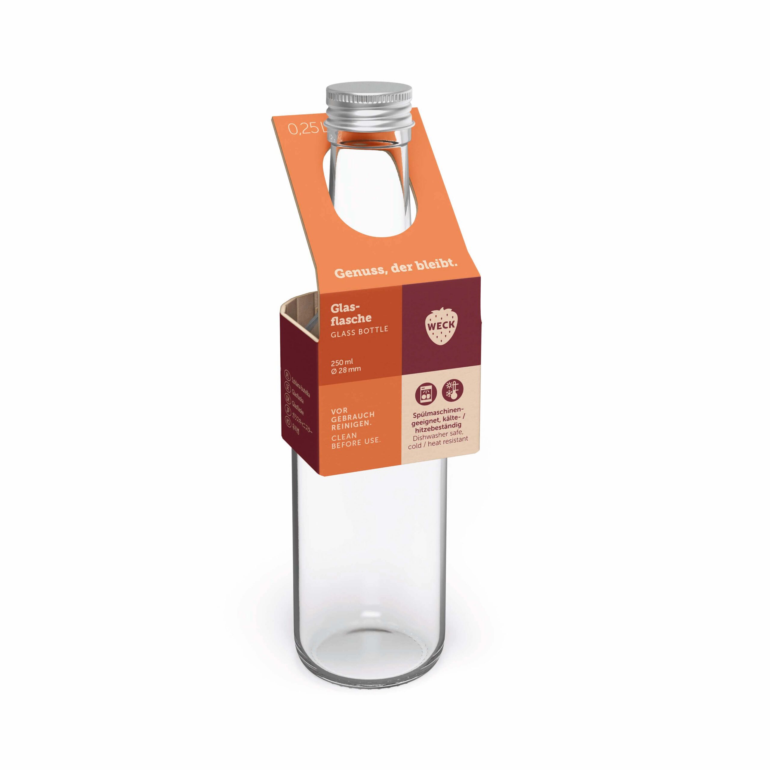 WECK Stikla pudele 250 ml ar skrūvējamu vāciņu 28 mm