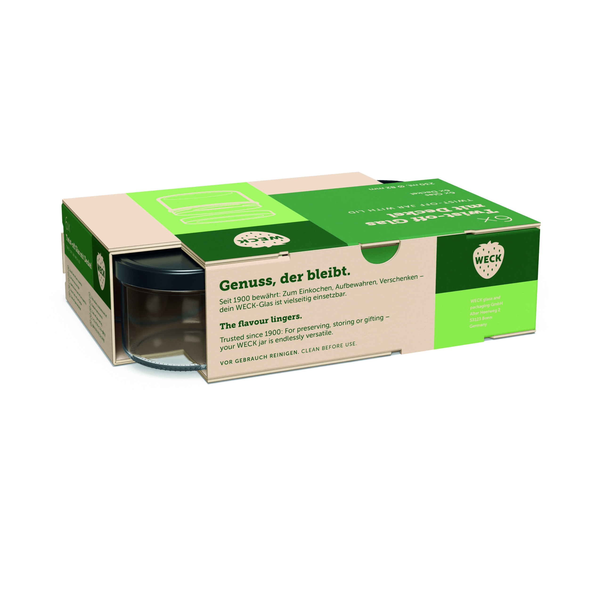 WECK Stikla burka 435 ml ar vāku 6 gab. TO82